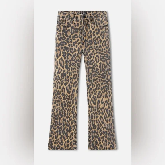 Good American Kick Flare Leopard Jeans-Size 8-NWT - Picture 2 of 13